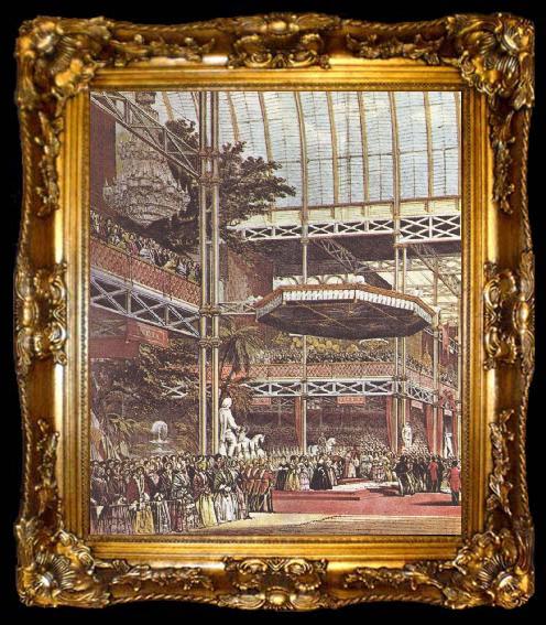 framed  unknow artist victoria och albert pa londonutstall ningen ar 1851 som blev en lysande uppvisning av den industriella utvecklingen i england, ta009-2